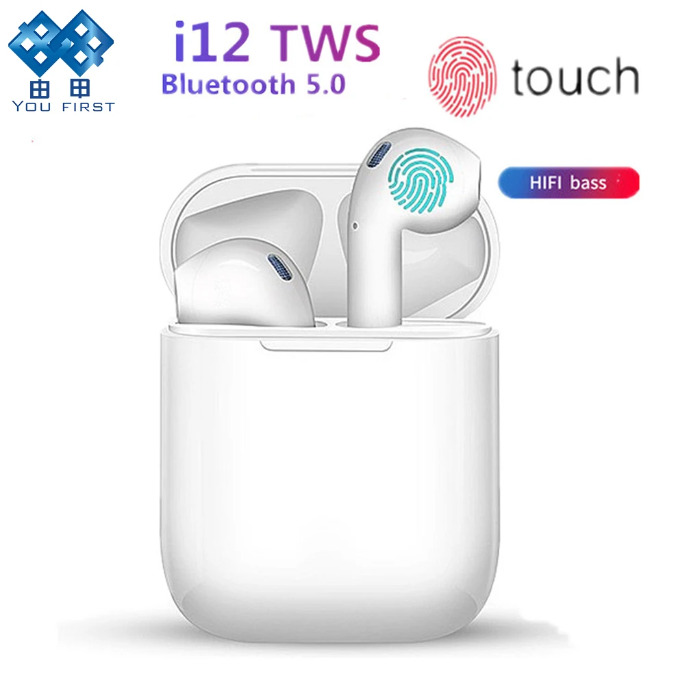 

YOU FIRST i12 TWS Wireless Headphones Bluetooth Earphone 5.0 Touch Control Stereo Earbuds Auto-Pair for Air Phone PK i10 i11 i20