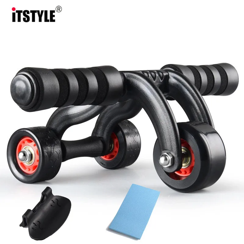 

ITSTYLE Three Wheels Abdominal Wheel Ab Roller with brake Mat Waist and Abdomen Fitness Exercise Gym Equipment Accessory