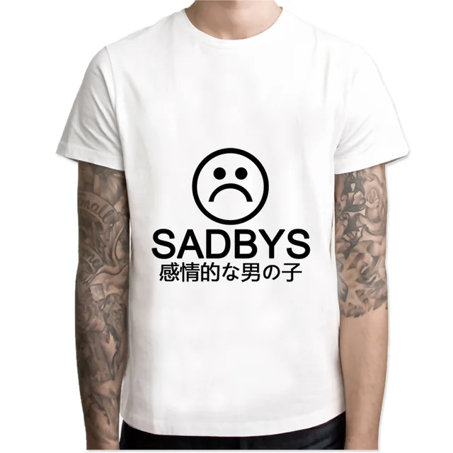 sad boys tshirt men boy summer o neck white youth t shirt casual