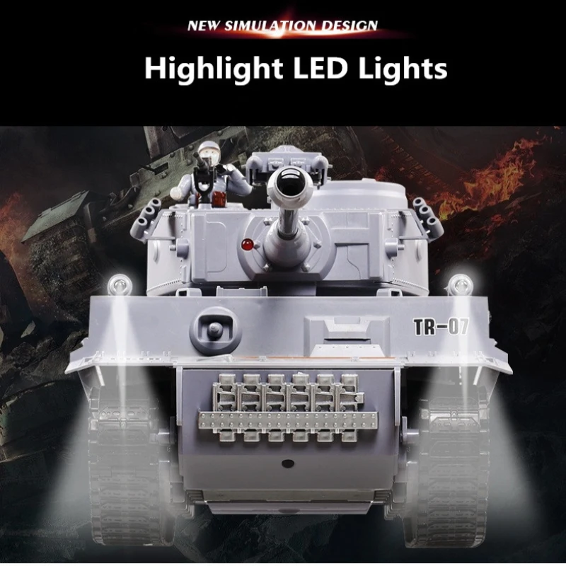 Electric Remote Control Tank 2.4G vs Model Car Smoke Large Tank Battle Simulation Army Military RC Tank 5