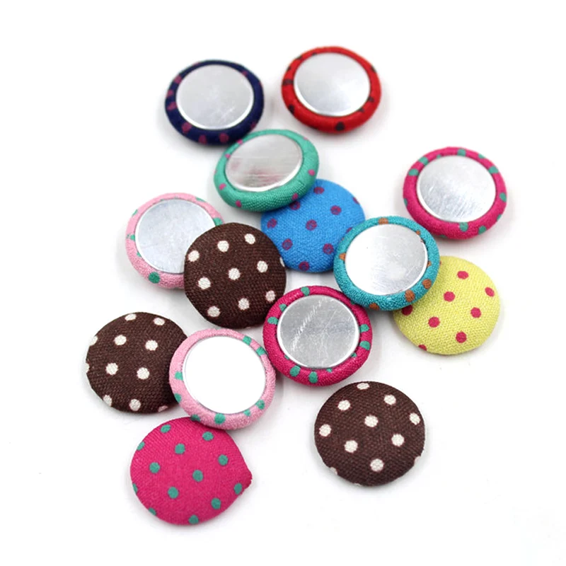 

50pcs Mix Colors Round Dot Fabric Covered Round Buttons Flatback Cabochon DIY Decoration Buttons Scrapbooking For Kids Buttons