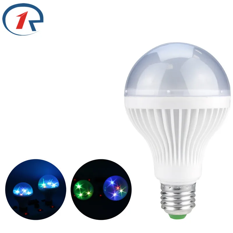 ZjRight E27 светодиодные лампы RGB Звездные огни авто вращение праздничные сказочные
