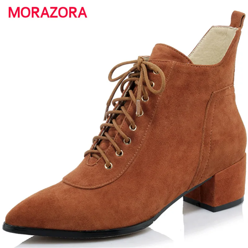 MORAZORA/2018 новые модные детские замшевые ботинки Сезон осень-зима Женские на