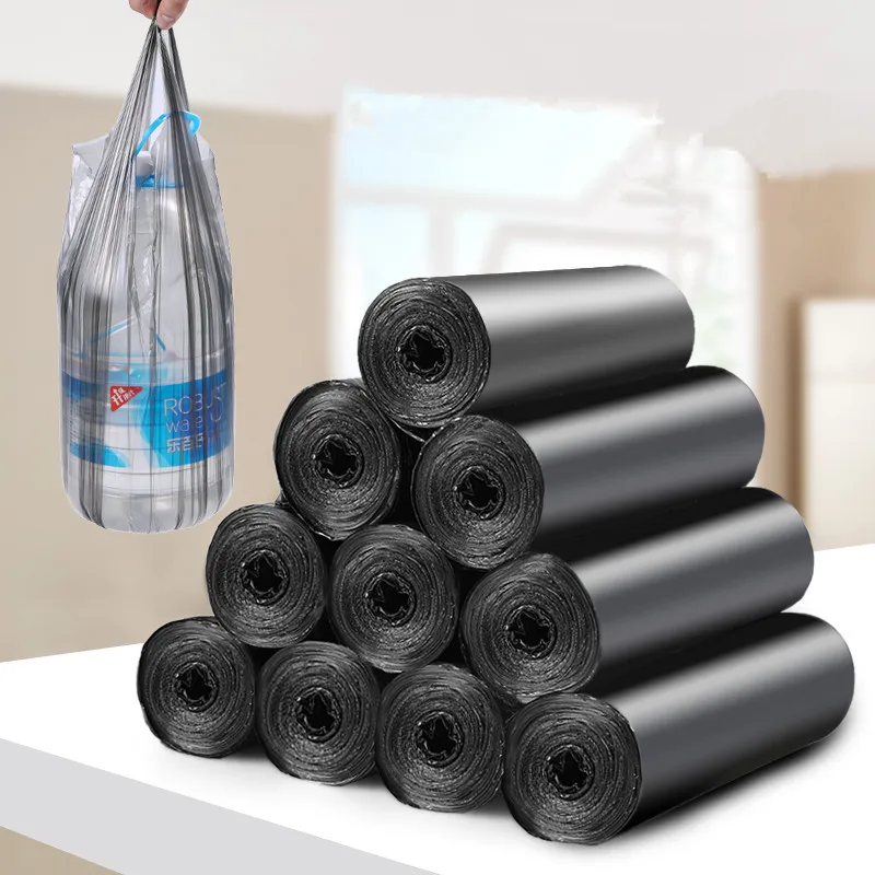 100 шт./упак. большие мешки для мусора кухонный жилет Тип мусорные мешки Черный Одноразовый бытовой пластиковый мешок