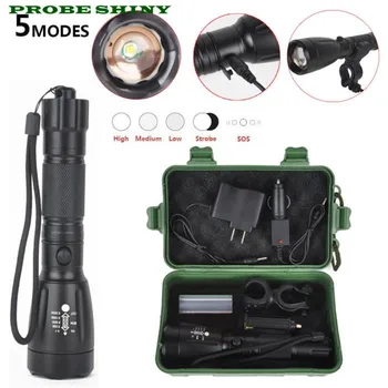

5000LM XML T6 LED Flashlight Torch 18650 Zoom Rechargeable Light + Charger+ Box Free Shipping #NN13