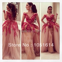 Роскошное арабское красное вышитое вечернее платье с аппликацией с рукавом-крылышком и v-образным вырезом, а-силуэт, платья знаменитостей, вечерние официальное вечернее платье