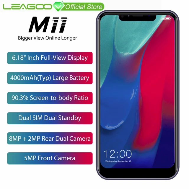 LEAGOO M11 6,18 "мобильный телефон Android 8,1 MT6739 4 ядра 2 ГБ оперативная память 16 ГБ Встроенная 4G LTE мАч отпечатков пальцев 4000 смартфон