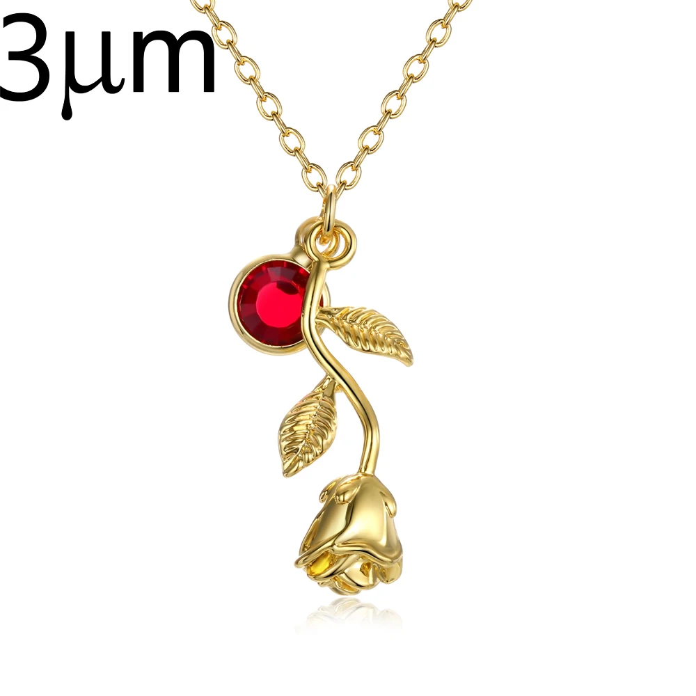 3d rose necklace gold