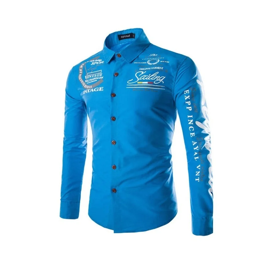 Cena ZOGAA Geek funkcje koszule męskie spodnie na co dzień koszula druku nowy nabytek z długim rękawem Casual Slim Fit męskie koszule koszula biznesowa