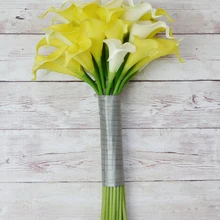 Желтый букет каллы Лилли настоящий сенсорный букет искусственных цветов Свадебный букет аксессуары выпускного вечера вечерние украшения