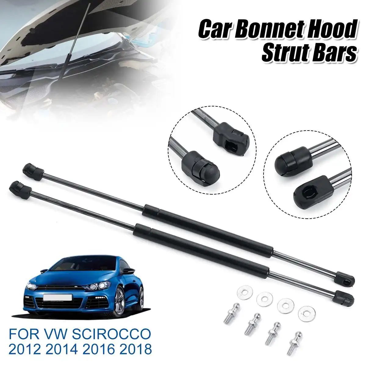 Günstig 2 Pcs Auto Front Motor Abdeckung Bonnet Hood Shock Lift Streben Bar Unterstützung Stange Arm Gas Frühling Für VW SCIROCCO 2012 2014 2016 2018