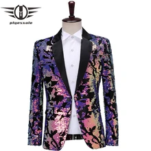 Роскошный бренд мужской блейзер с пайетками модный дизайнерский DJ хост Выпускной ночной клуб бар Мужской Блейзер Куртка Свадьба красочные причудливые Q106