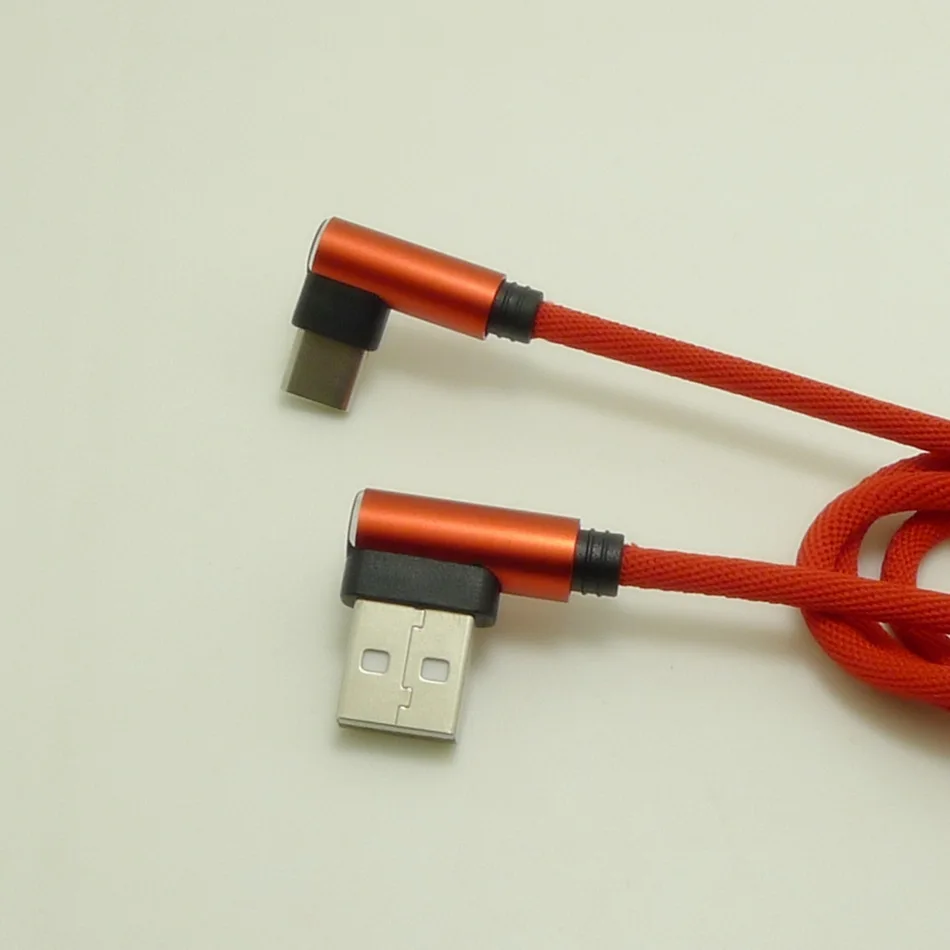 20 قطعة/الوحدة الجملة 1 متر 3ft نوع-C نوع شرينغ كابل 90 درجة USB سريع تهمة بيانات خط الحبل ل عبة اللعب L الانحناء لأجهزة الكمبيوتر المحمول
