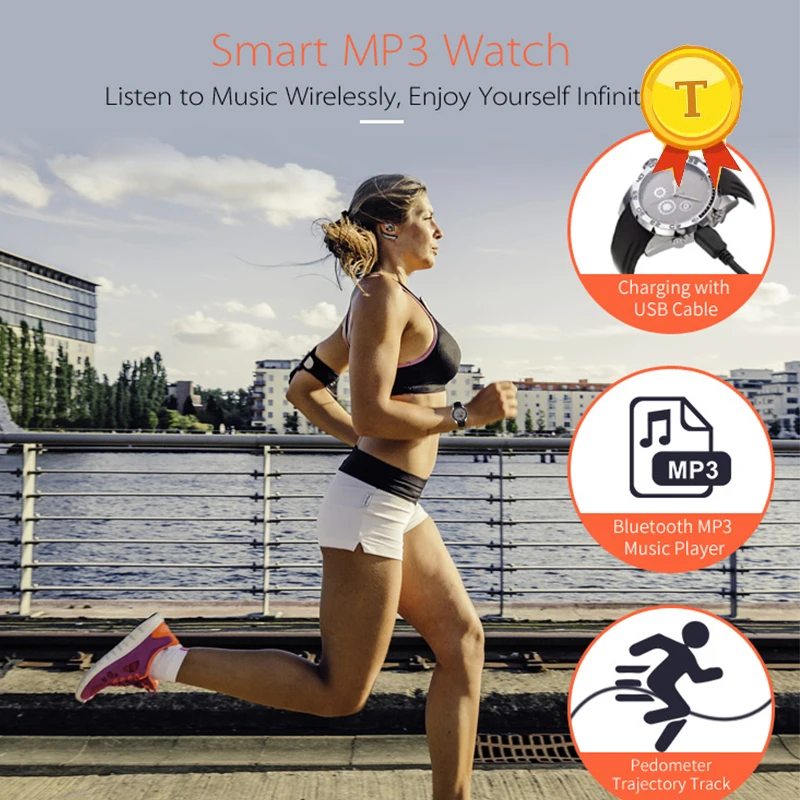 2018 IP67 водонепроницаемые мужские и женские MP3 Bluetooth спортивные Смарт часы с