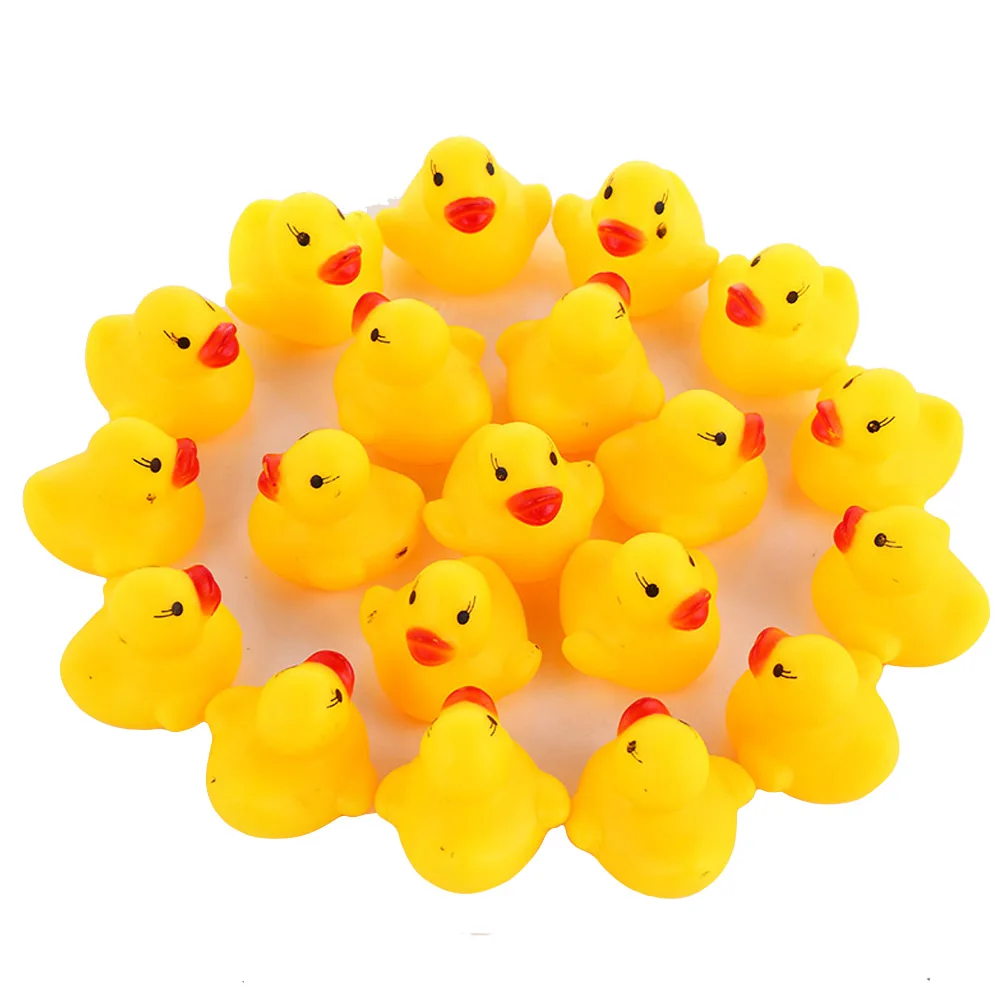 100 шт./компл. писклявый резиновый утка Duckie Игрушки для ванны Детские игрушки для душа для детей подарок на день рождения