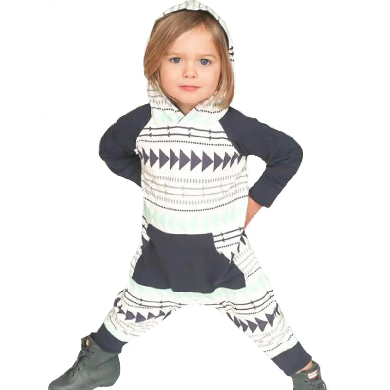 Newborn Baby Hooded Rompers Autumn 2017 New Triangle Arrow Pattern Infant Boys Girls One Pieces