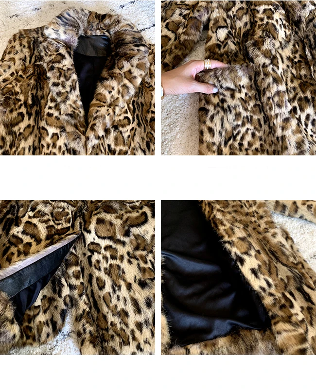 EIFURKOP, модная леопардовая Сексуальная цветная Меховая куртка для женщин, настоящая шуба из натурального кролика, новинка, натуральная кроличья шерсть