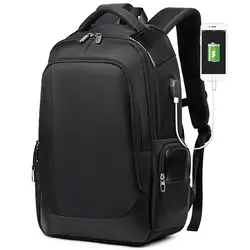 Бизнес нейлон для мужчин кожаный рюкзак с USB зарядка водостойкий Мужской Для 15,6 "Ноутбук школьный рюкзак, рюкзак для путешествий сумка