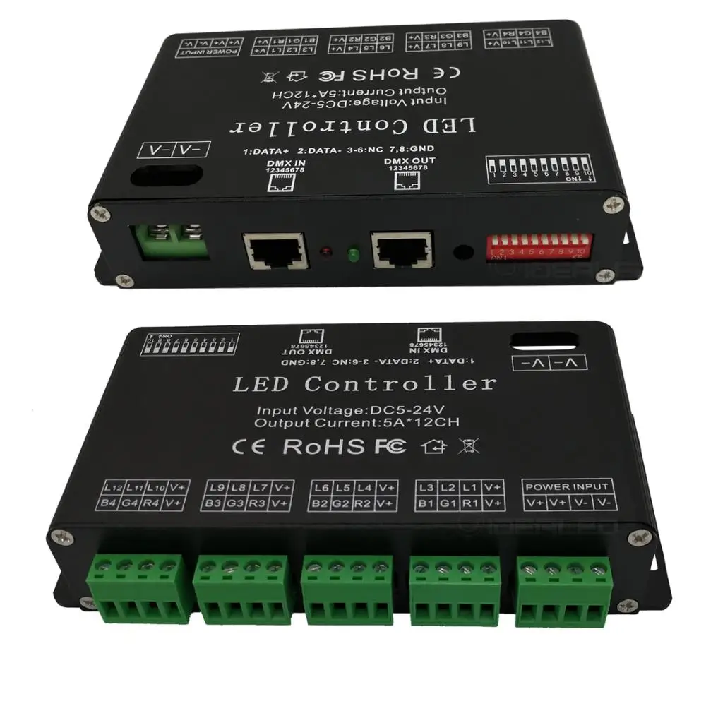 12 каналов DMX декодер DC5V 24V LED RGB контроллер ленты 12CH DMX512 высокой мощности 60A диммер