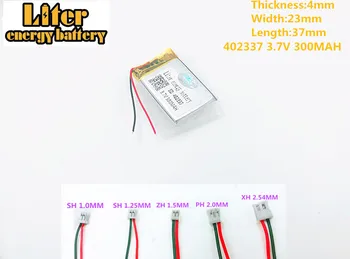 

3.7V 402337 300mah polymer rechargeable battery FOR 3.7V 300MAH 402337 PLUG MP3 MP4 MP5 Lithium polymer battery