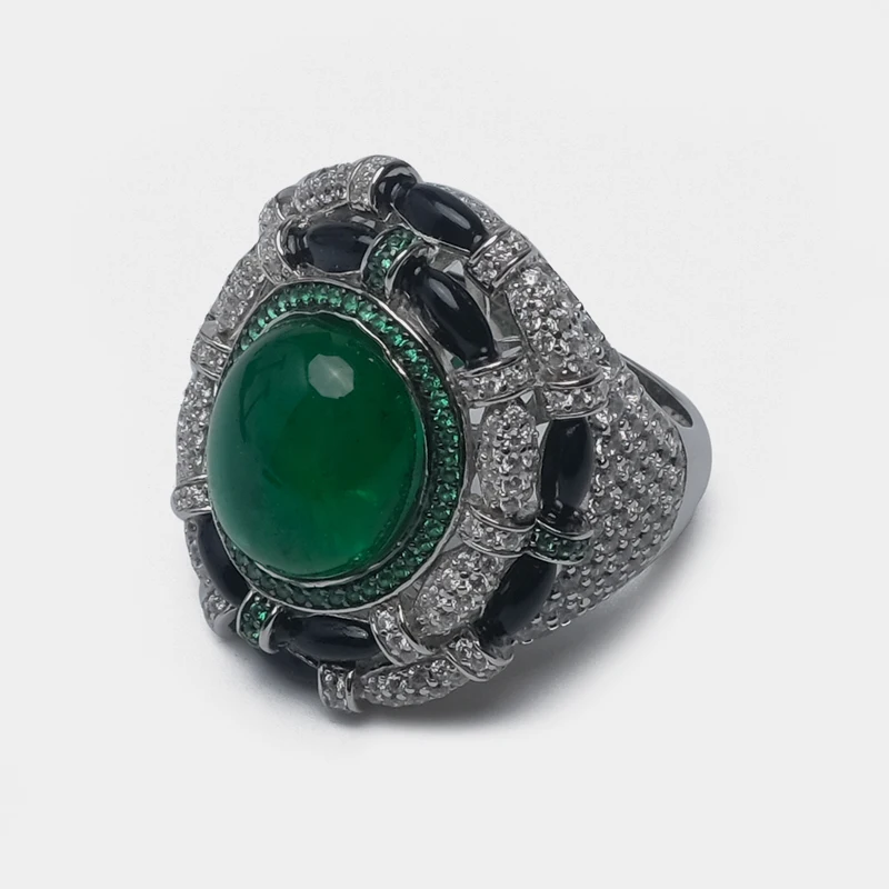 

Local focal Semi-precious stone color matching design fashion ring