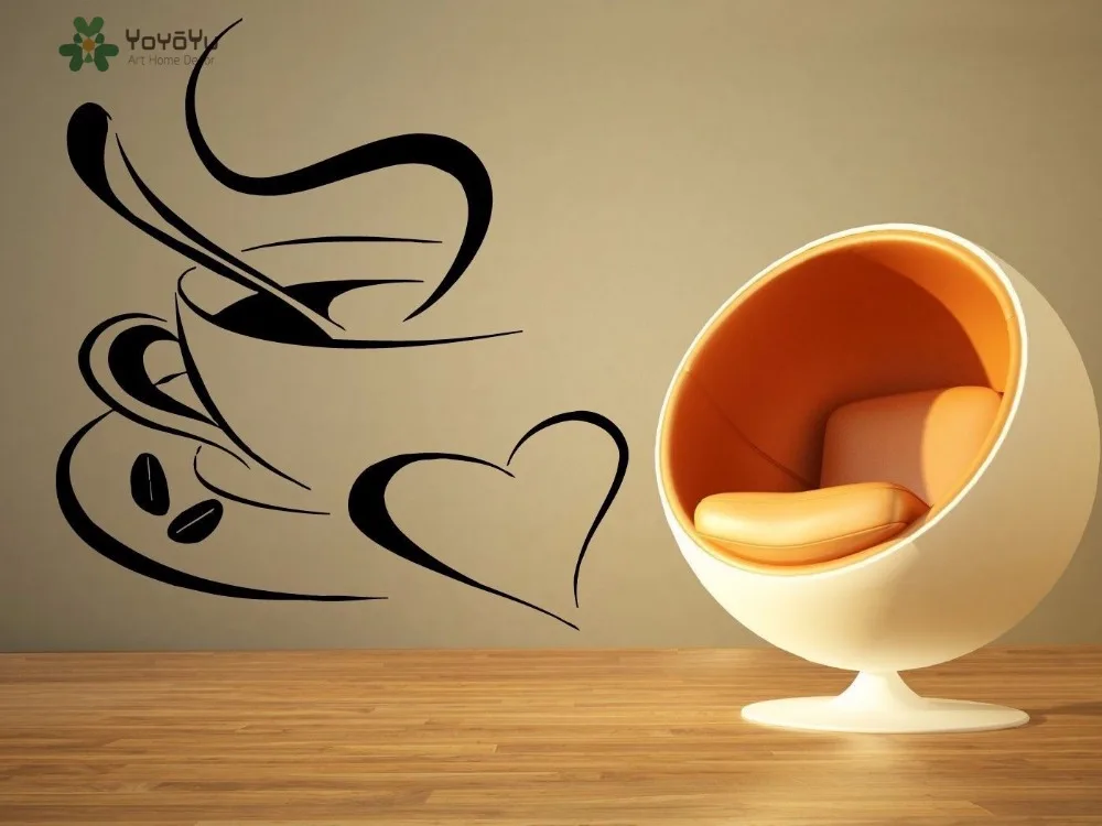 

YOYOYU Wall Decal Vinyl Art Wall Room Decor Coffee Shop Cup Sign Logo Mural Kitchen Removeable Home Deoration Poster YO528