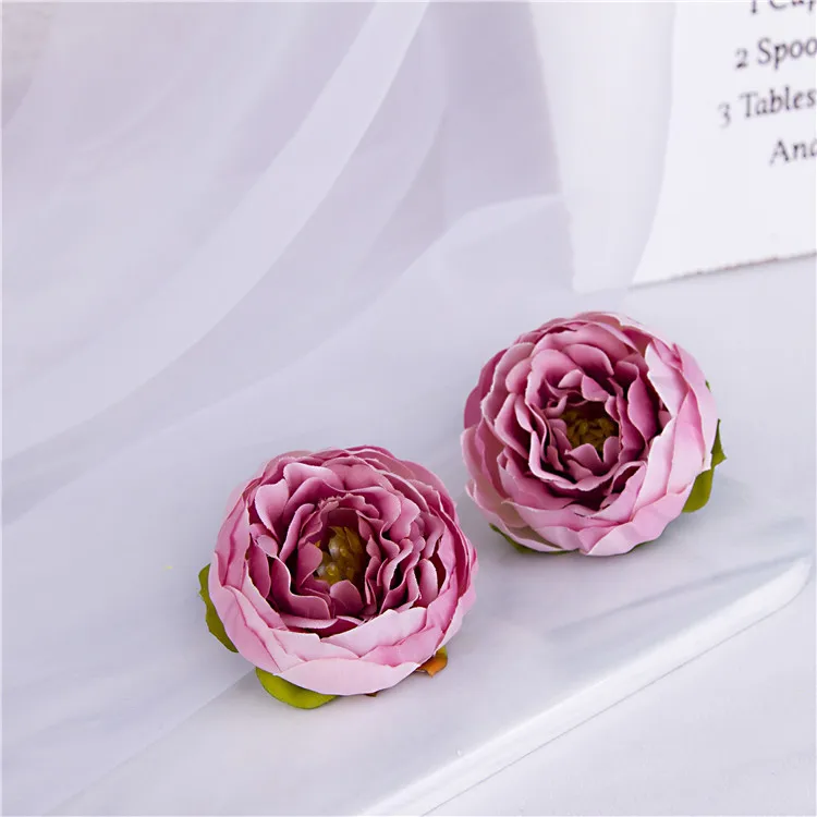 5pcs/lot 5cm High Quality Peony Flower Head Silk Artificial Flowers Wedding Decoration DIY Garland Crafts Fake Flowers Flores