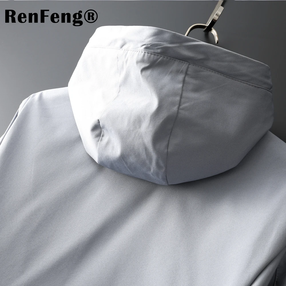2018 Short trench coat men brand-clothing casual hooded mens overcoat quality Pockets windbreaker male coat black armygreen gray (1)