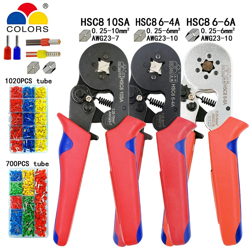 comprar HSC8 23 7AWG 10SA 0.25 10mm2 alicates HSC8 6 4A HSC8 6 6 0.25 6mm2 mini rodada nariz alicate tubo de agulha ferramentas de caixa de terminais