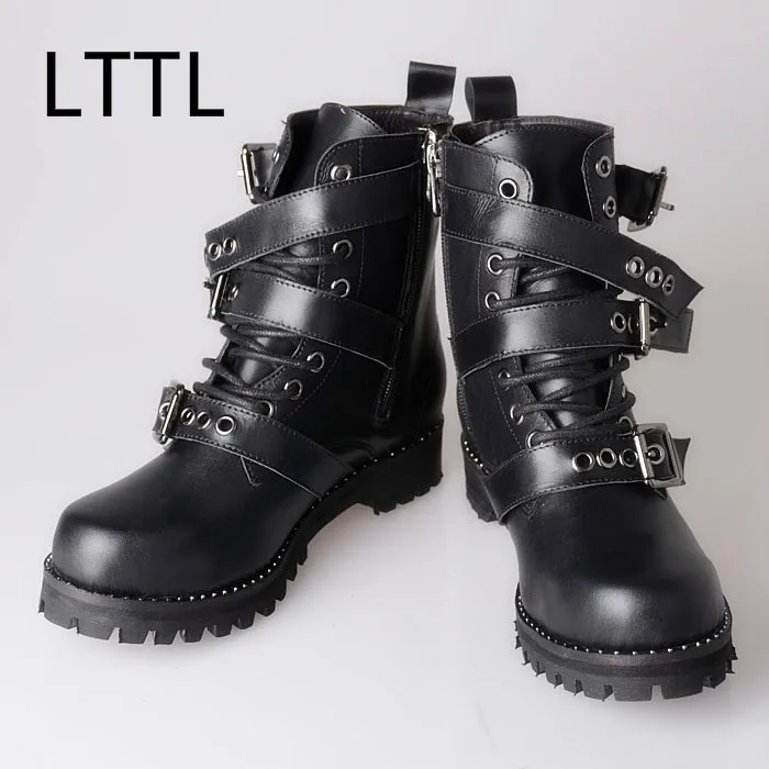 flat black boots with buckles