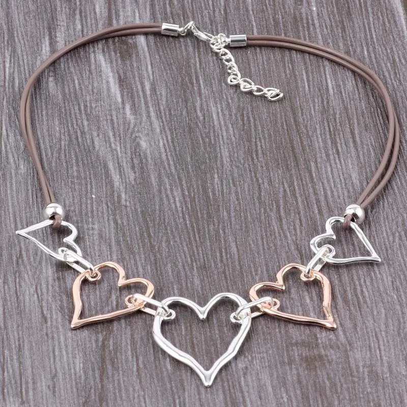 ELOYHI Boho Simple Heart Double Plating Color Matching Collar Top Quality Plated For Women Trendy Neckalce&Pendants Gift