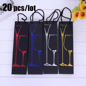 

20 Pcs Red Wine Paper Handbags Bottle Carrier Gift Bags