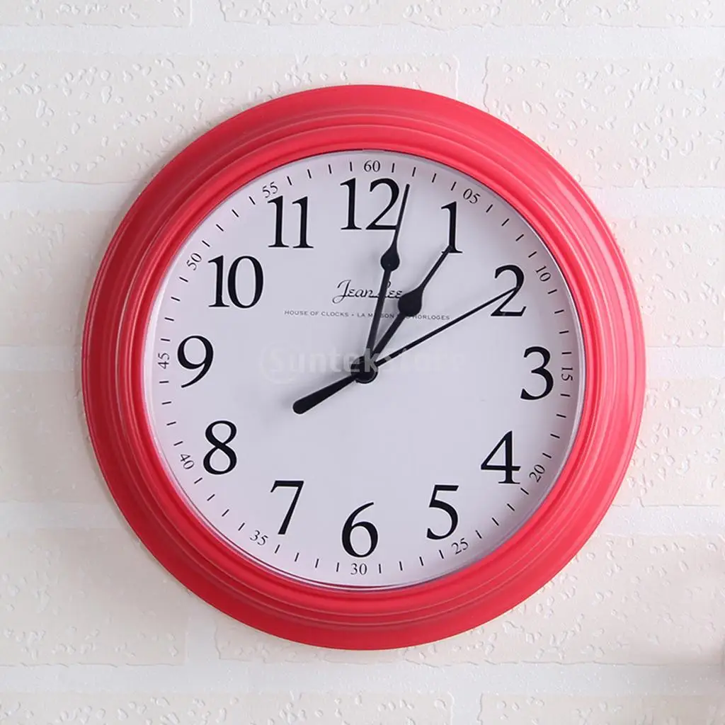  Round Quartz Clock-Wall Clock for Living Room, Bedroom, Kitchen- 22cm Yellow/Red/Black/White