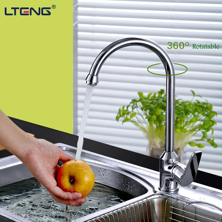 

LTENG kitchen faucet full copper rotatable hot and cold water faucet single handle single hole ceramic spool free shipping