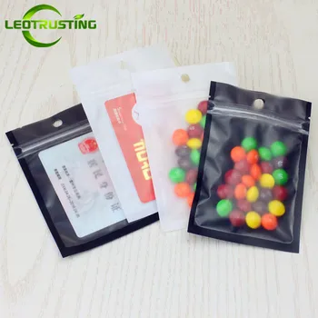 

Leotrusting 100pcs One Side Clear Plastic Bag Frosted Black/White Hanging Zip Lock Bag Matt Plastic Gifts Bag For Toys USB Drive