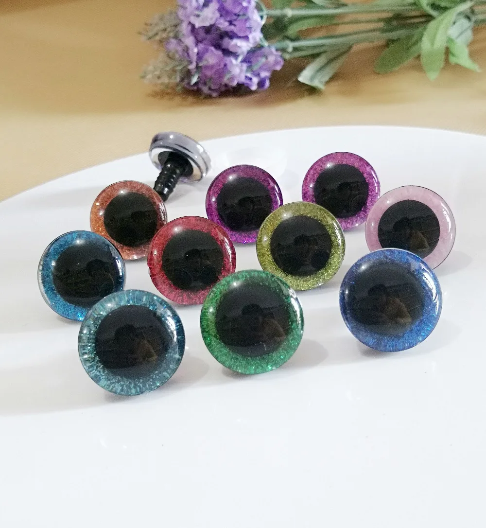 

20pcs/LOT --16mm-20mm-25mm clear trapezoid plastic safety toy eyes &glitter Nonwovens & hard washer--color& size option