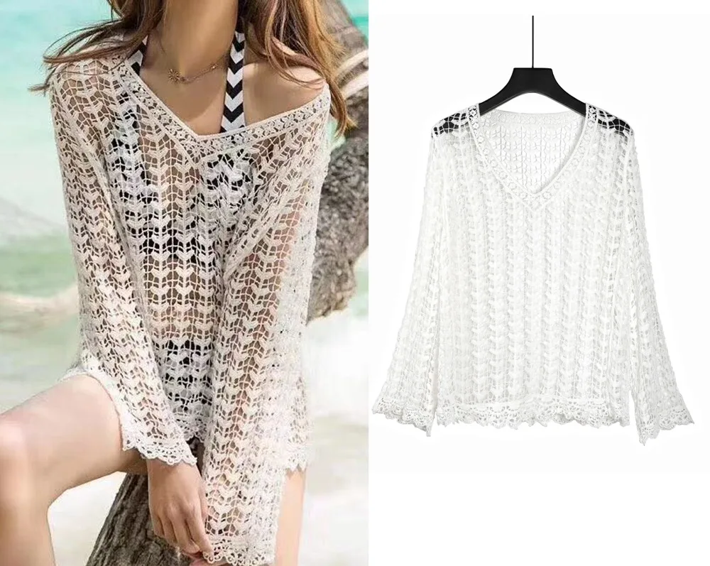 

European and American style hollow lace loose blouse girls fashion tank tops summer ladies sexy club party women tops