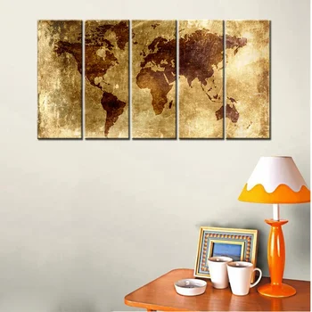 

Wall Art Canvas Prints Vintage World Map Painting Canvas Art Retro Antiquated Map of the World Painting Abstract Picture Artwork
