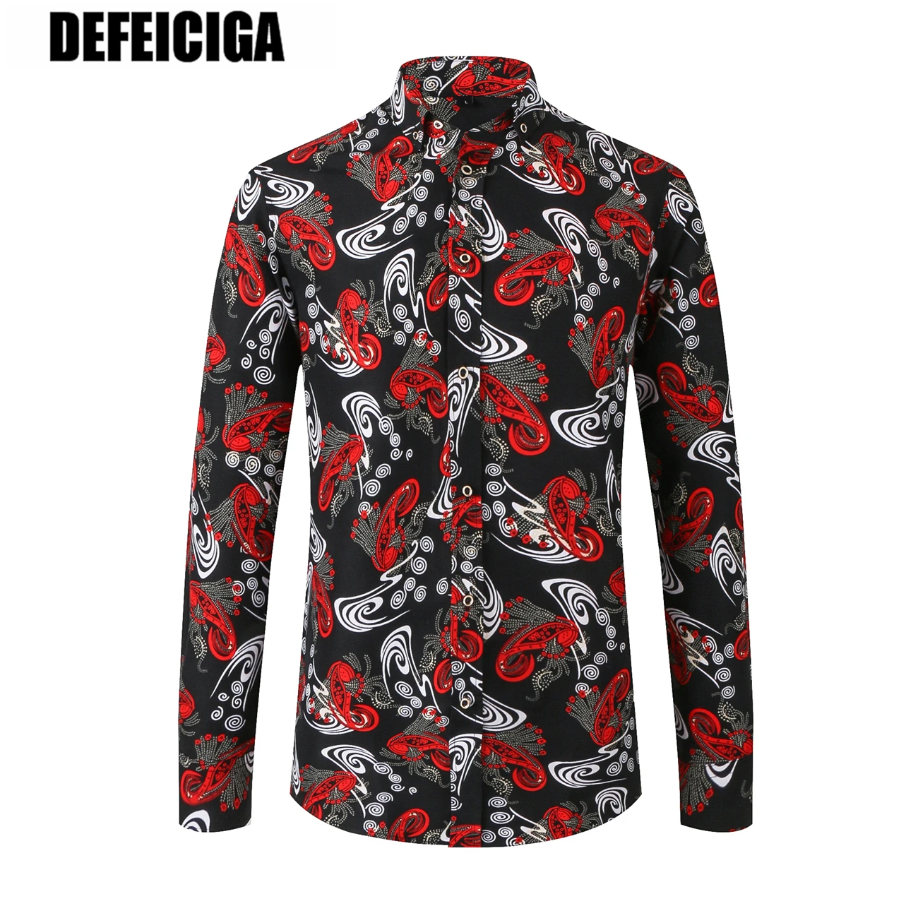 

2019 DEFEICIGA Mens Hawaiian Shirt Brand Long Sleeve Plus Size Floral Shirts Men Business Casual Holiday Vacation Mens Shirt 040