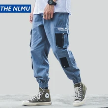 Уличная карго Мужские штаны для бега с эластичной резинкой на талии до щиколотки брюки с несколькими карманами модные повседневные мужские спортивные брюки HZ040