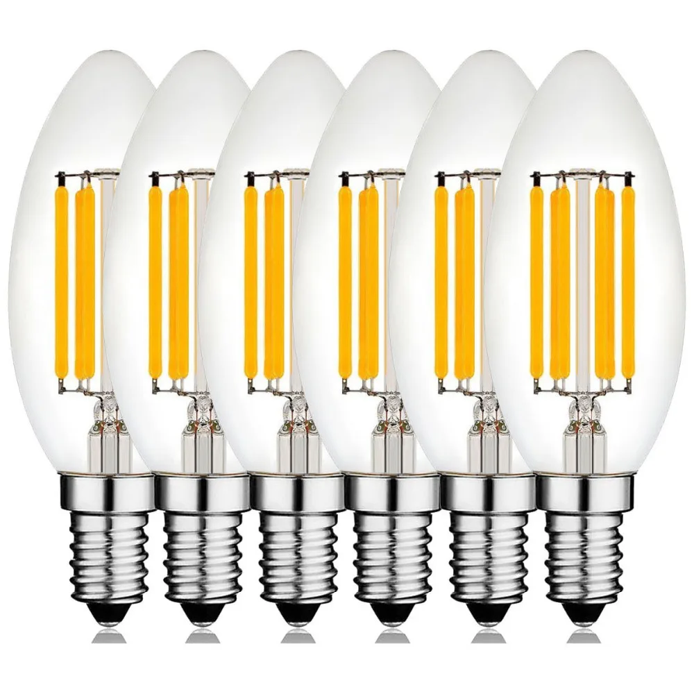 Edison LED Light Bulb C35 Candelabra Chandelier Flame Filament Bulb