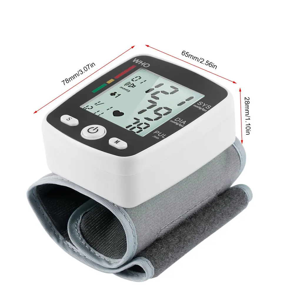 ЖК-цифровой дисплей автоматический наручный Монитор артериального давления с манжетой Хо использовать держать использовать Сфигмоманометр тонометр