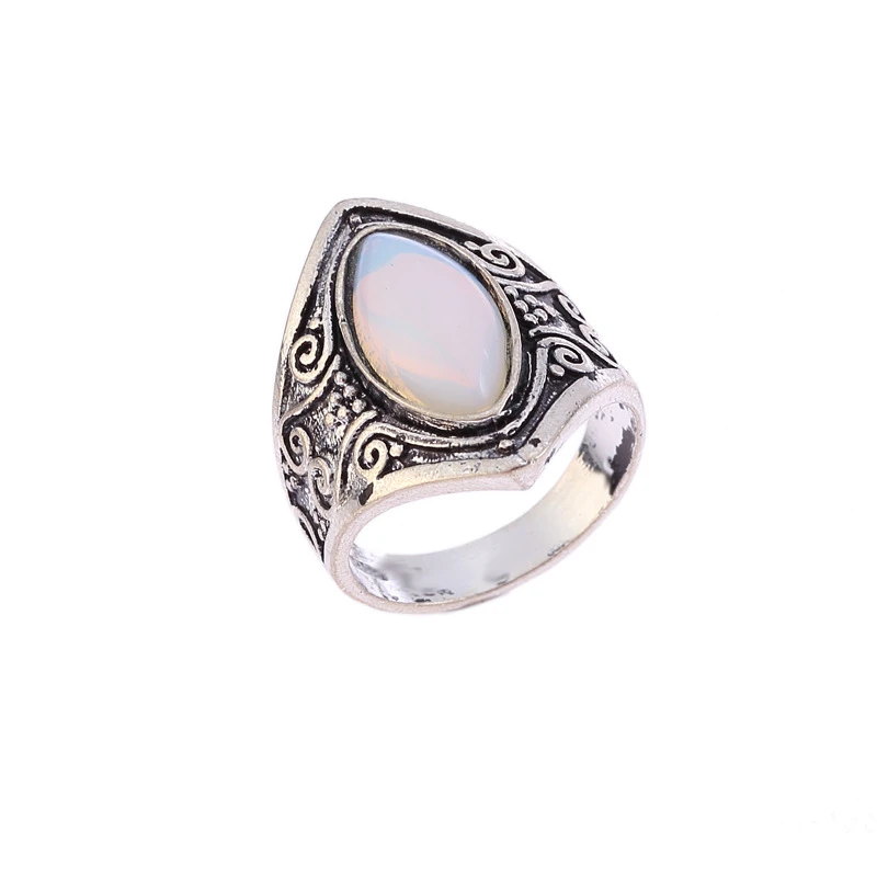 Vintage Silver Big Stone Ring 6