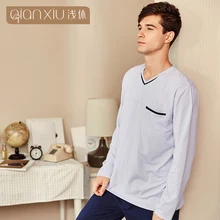 Qianxiu,, парные стильные мужские комплекты, хлопковый материал, классические клетчатые комплекты, мужские пижамы для отдыха, 18149