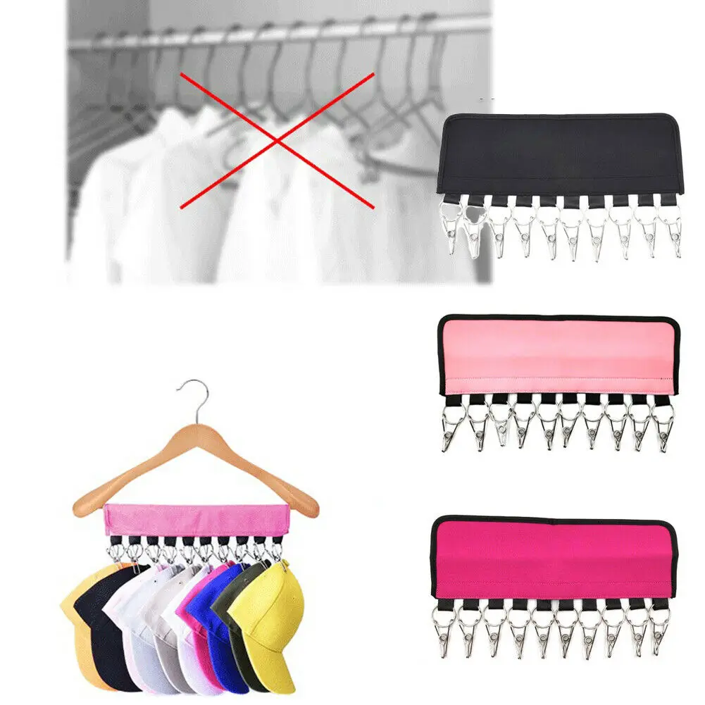

Cap Rack Closet Hanger System Storage 10 Caps Organizer Door Baseball Hat Holder
