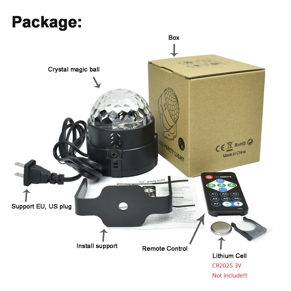 Holiday Lighting 3W Mini RGB Crystal Magic Ball Led Stage Lights DJ KTV Disco Party Lamp IR Remote Control Christmas Projector
