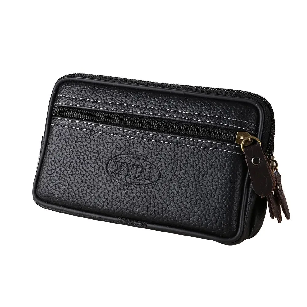 

Leather Men Fanny Pack Waist Bag Travel Hiking Phone Holder Purse