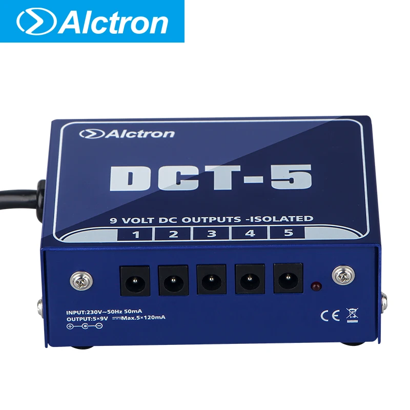 Alctron DCT-5 5-канальный 9 volt DC выходной эффект блок питания мульти-8-канальный, с гальванической развязкой защита питания