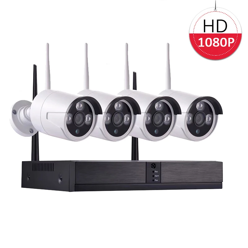 

1080P NVR WIFI Kit Surveillance Security Camera System 4CH 2MP Wireless CCTV Camera System WIFI Surveillance Kit P2P Mobile View
