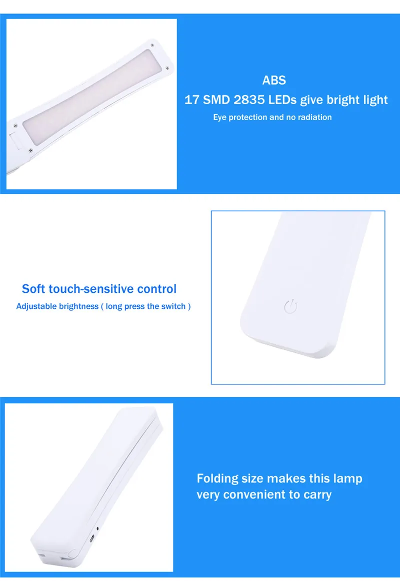 Mini- 450MAh -Capacity -Folding- Led -Reading- Desk Table Lamp- 17leds 1